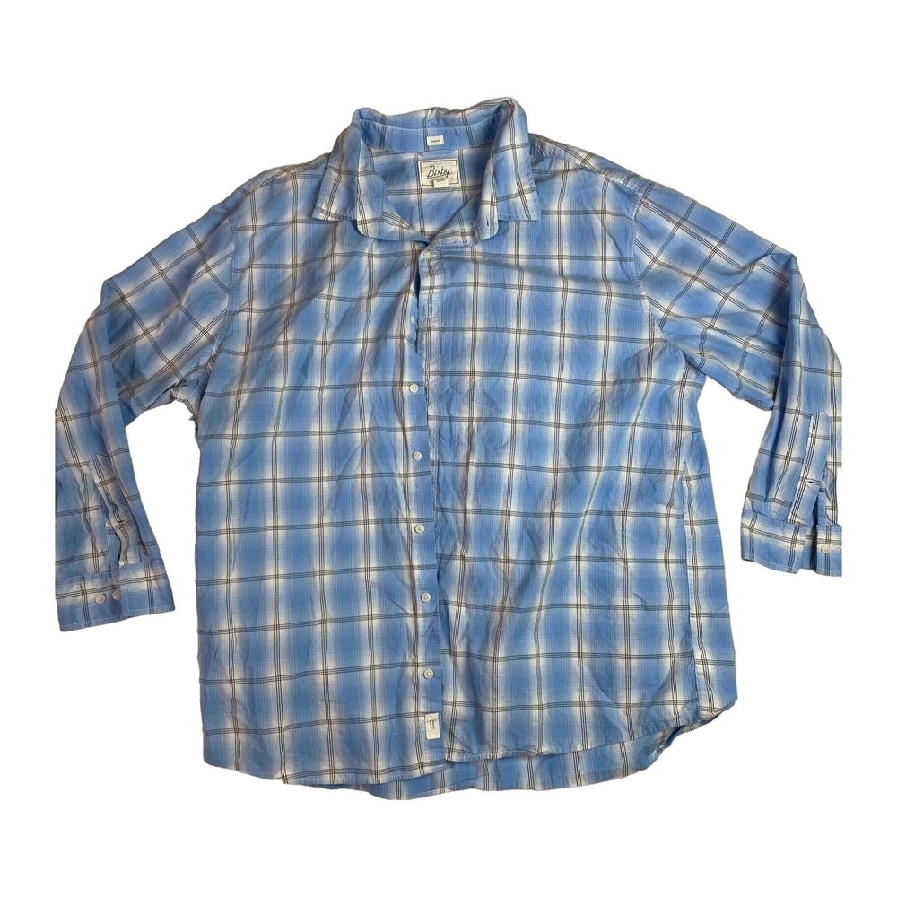 Bixby Nomad 3XL Tall Regular Fit Mens Cotton Western Button Up Blue White Plaid